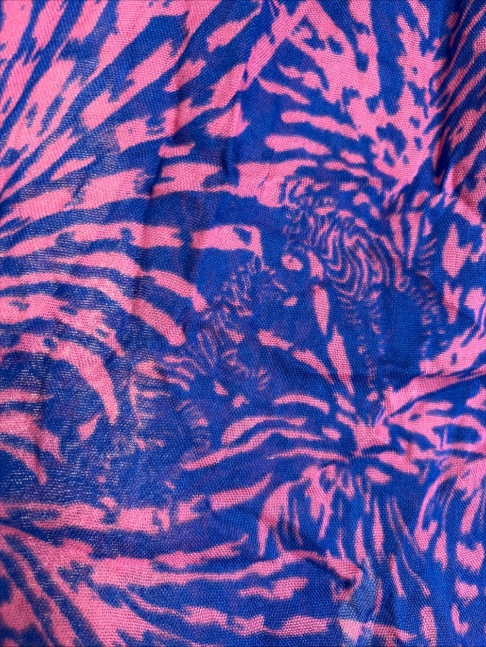 Lilly Pulitzer Pink Blue Infinity Scarf with Abstract Floral Print Zebra Animal - Picture 3 of 7
